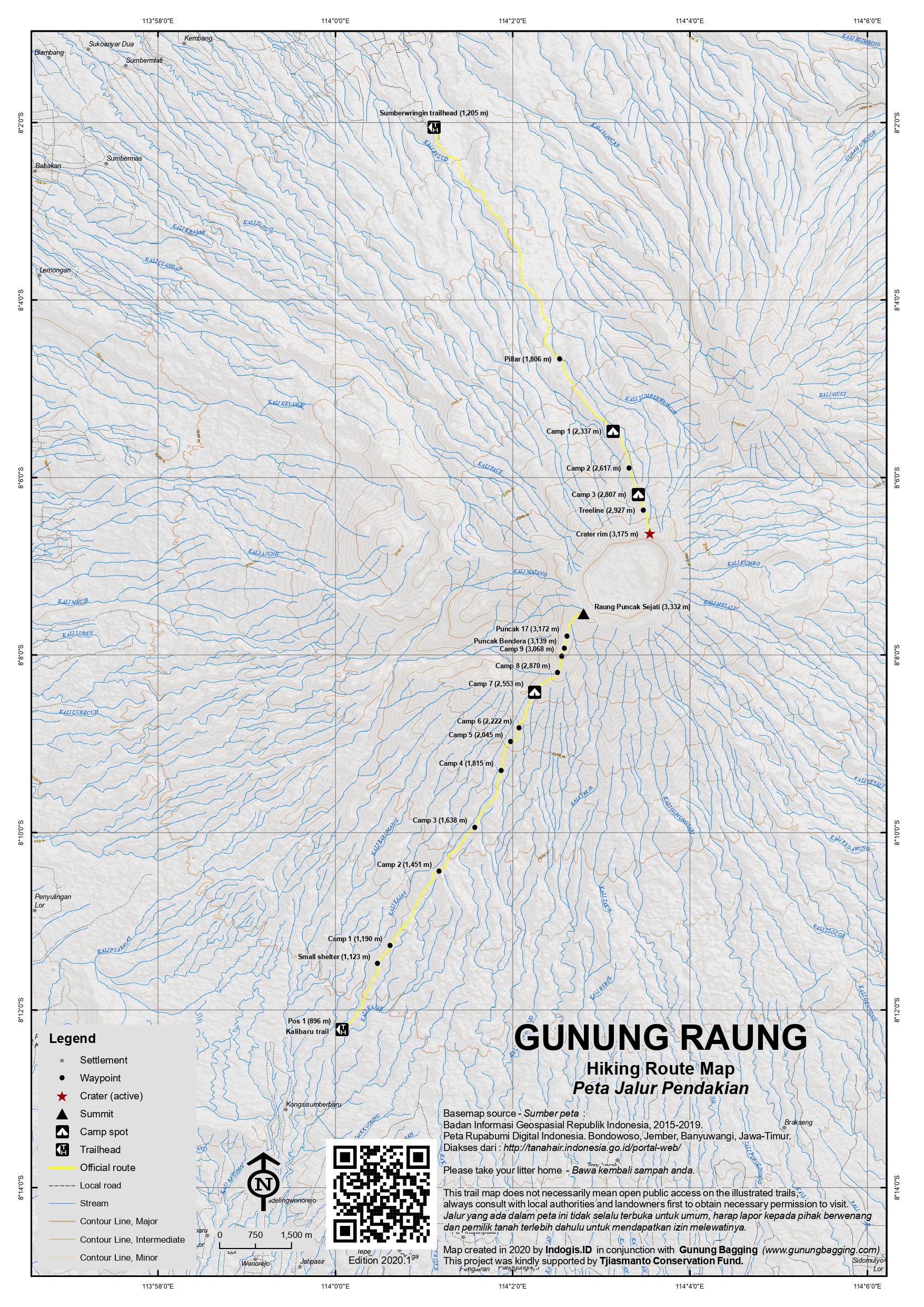 Peta Jalur Pendakian Gunung Raung